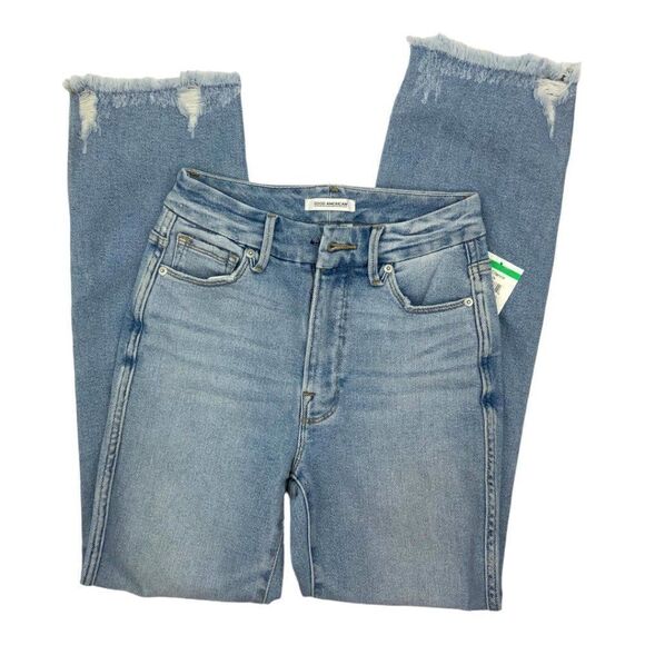 Good American Good Curve High Waist Split Pocket Raw Hem Denim Jeans Size 00 - Picture 1 of 7